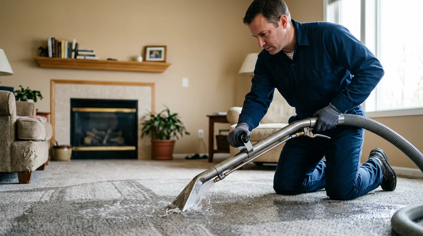 Water damage restoration technician working near Drummond, OK